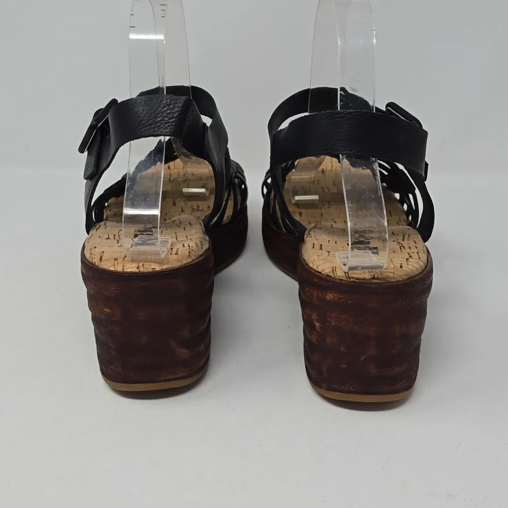 Kork Ease Marley Black Woven Platform Sandals Size 9